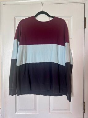 Original Use Men's Colorblock Crewneck - Burgundy, Light Blue & Navy